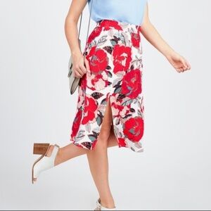 Cupcakes & Cashmere Side Slit Floral Midi Skirt